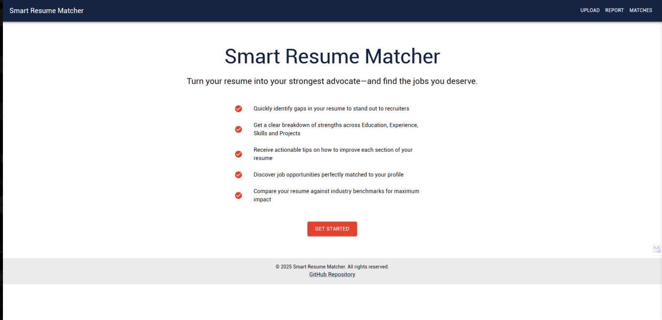 Smart Resume Matcher screen 1