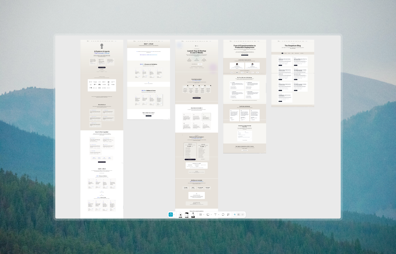 Snapdrum redesign wireframes and pages